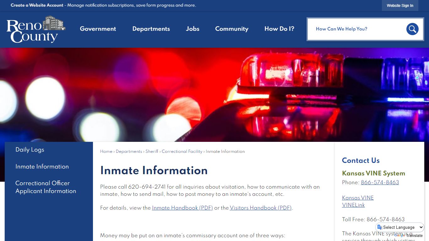 Inmate Information | Reno County, KS - Official Website